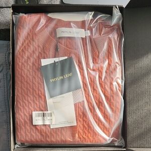 Phylin Leaf Red Sweater New In Box Size Medium M Cashmere Cardigan